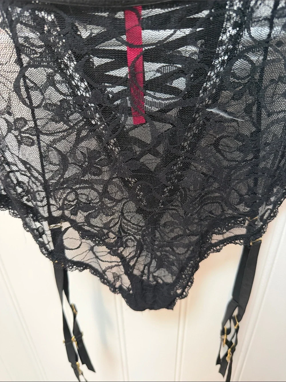 Seven til Midnight Black Lace Lingerie Set with Garter Detailing